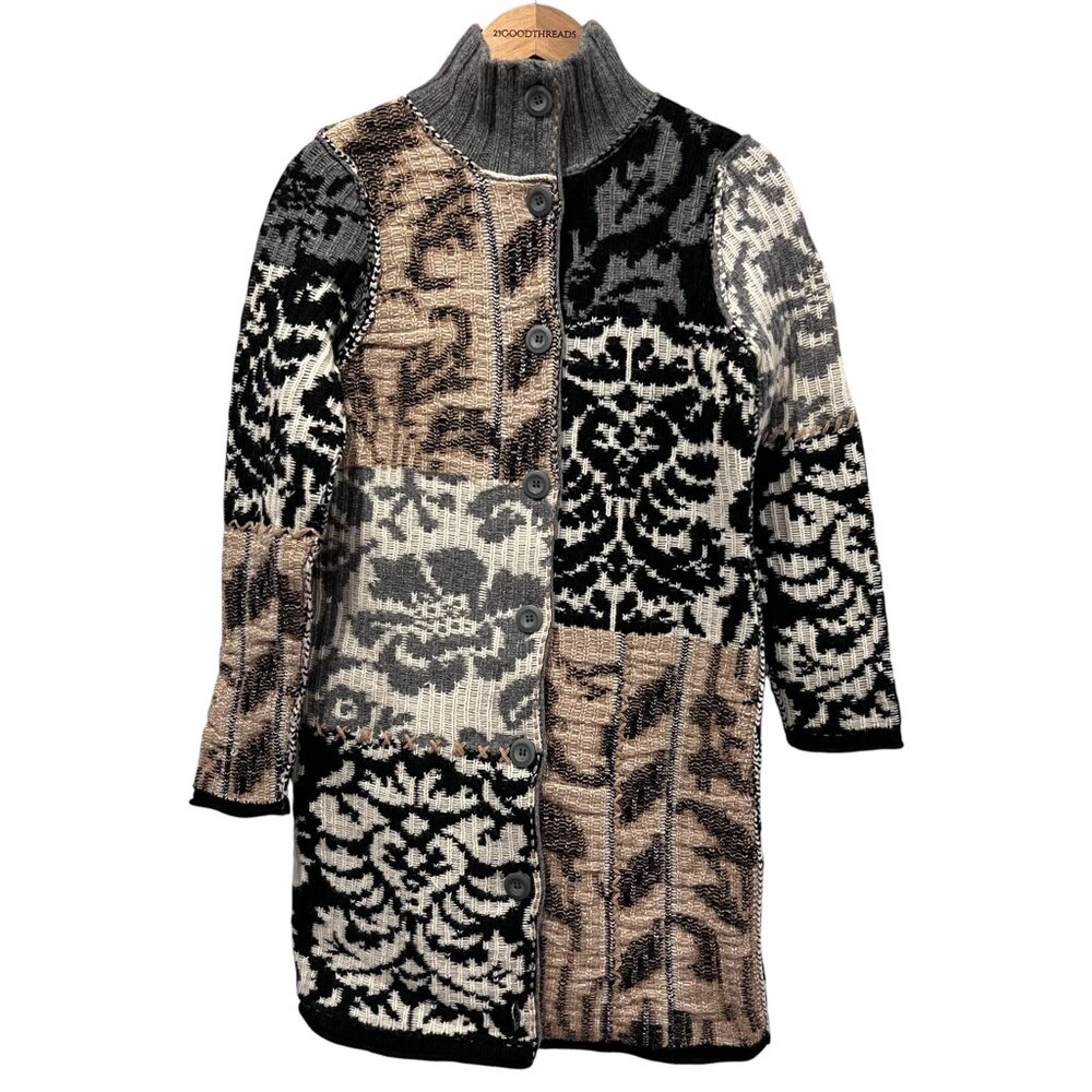 Sundance Lambswool Patchwork Long Button Cardigan… - image 4